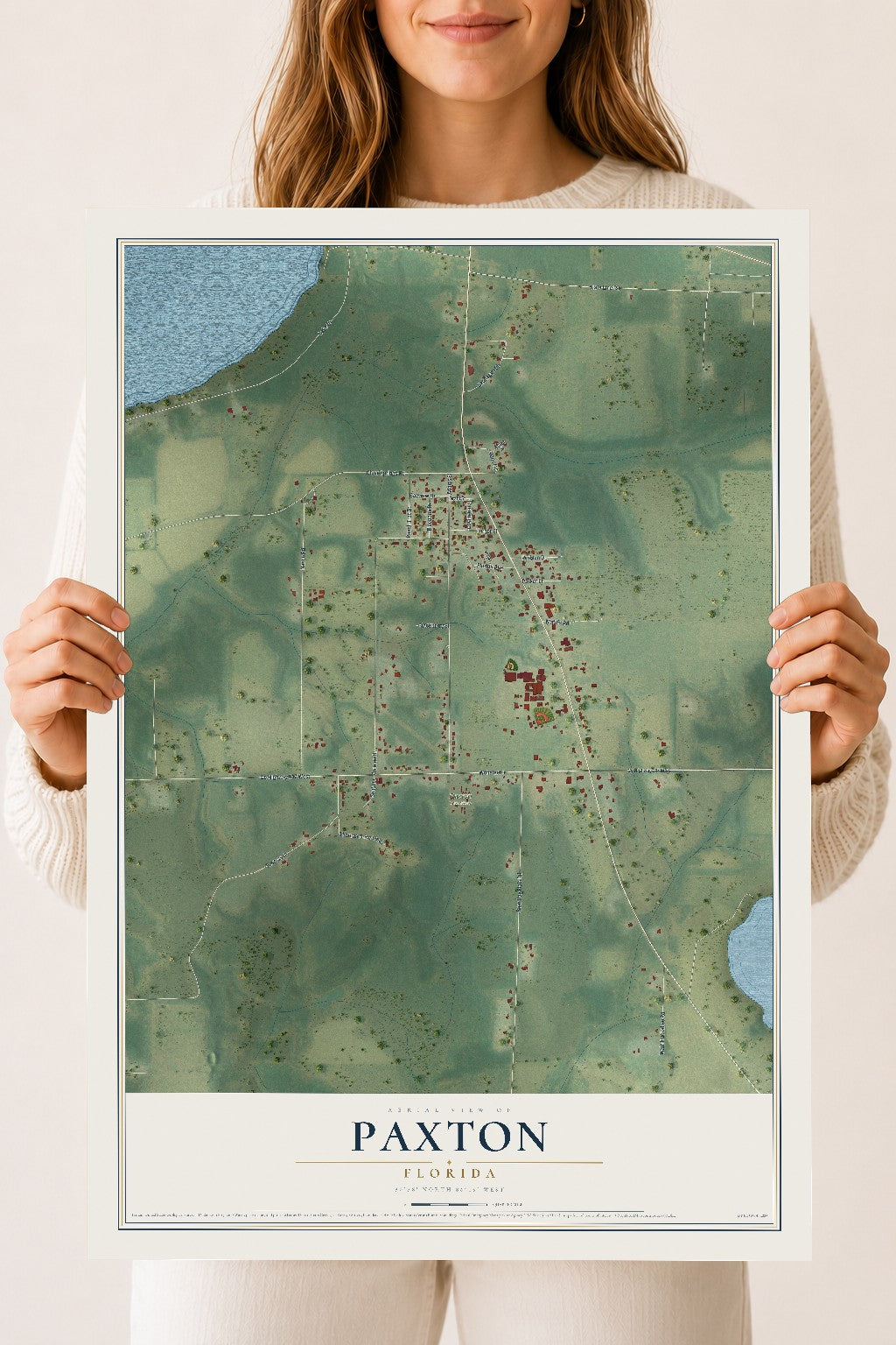 Paxton, Florida map print, 18" x 24" Archival Matte Print mockup