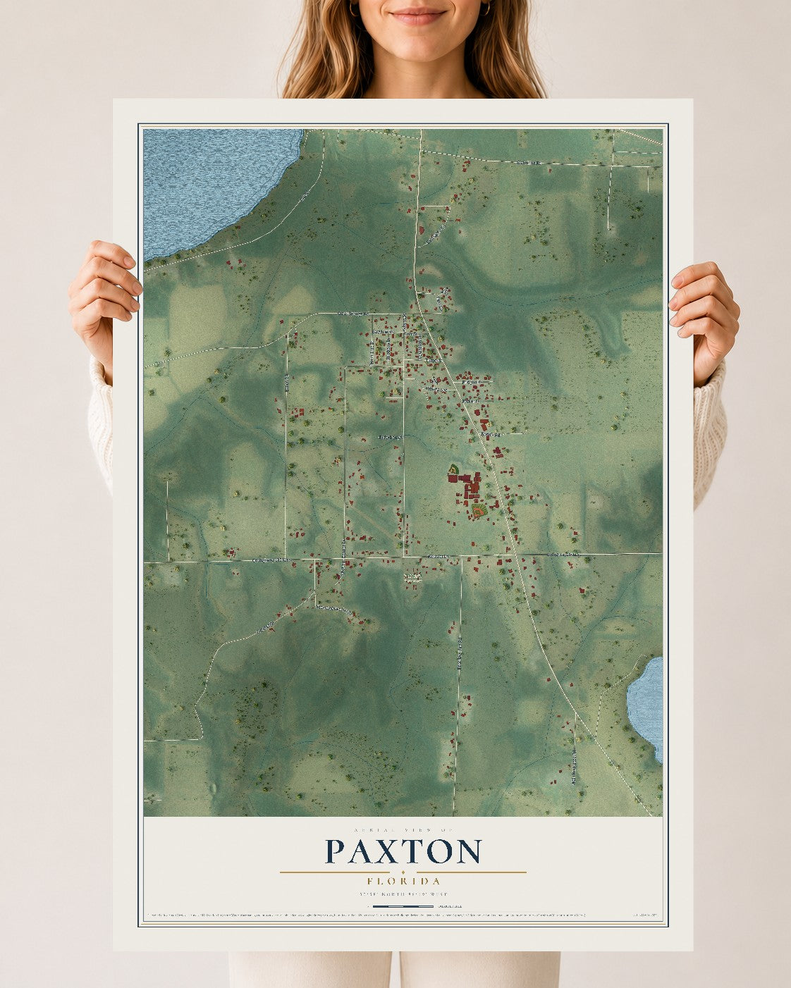 Paxton, Florida map print, 24" x 36" Archival Matte Print mockup