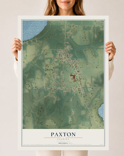 Paxton, Florida map print, 24" x 36" Archival Matte Print mockup