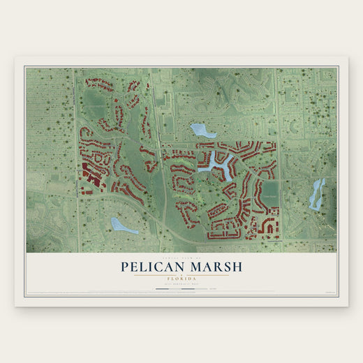 Pelican Marsh, Florida map print, the full design