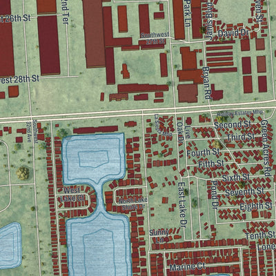 Close-up 1 of the Pembroke Park, Florida map artwork