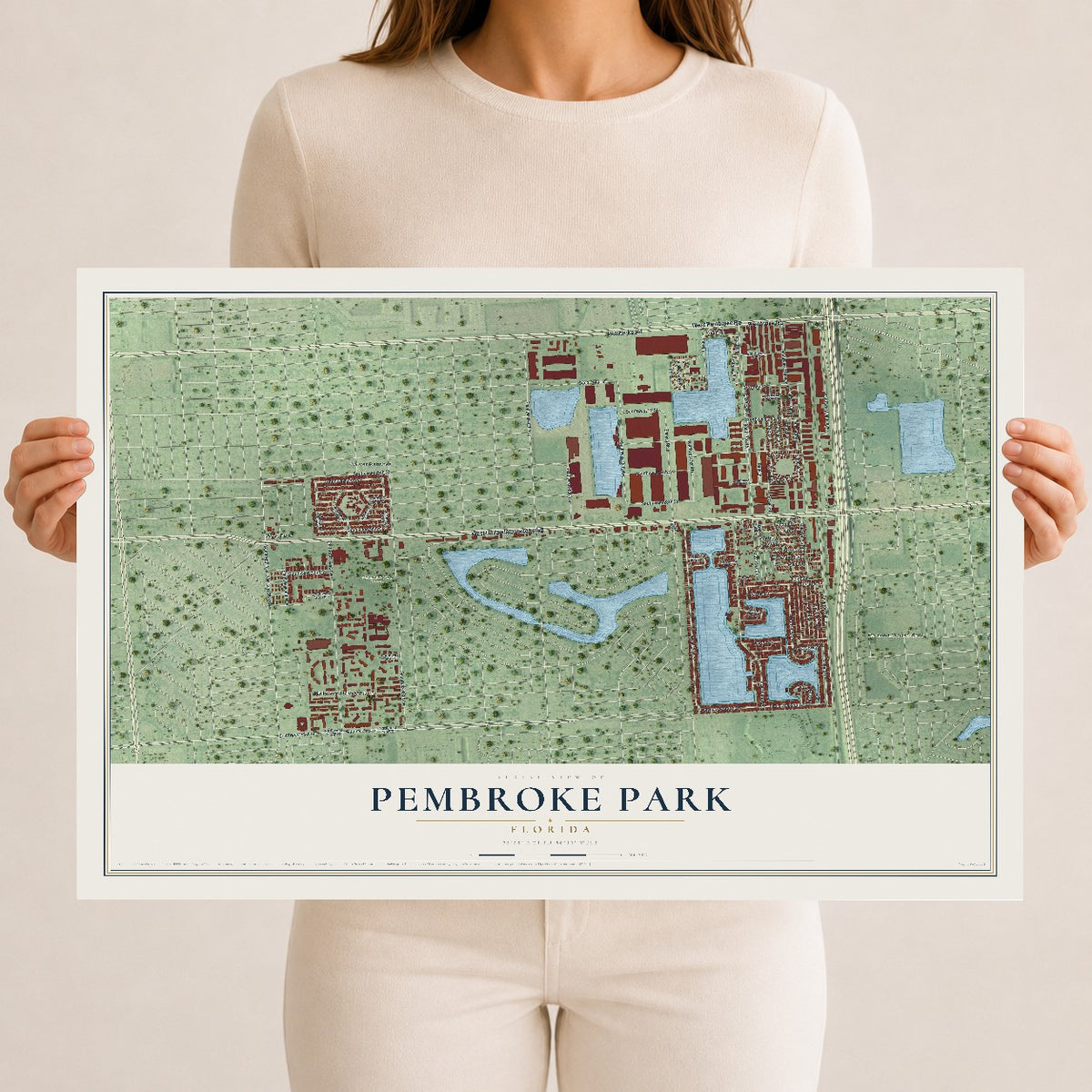 Pembroke Park, Florida map print, 12" x 18" Archival Matte Print mockup