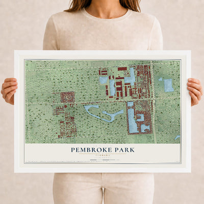 Pembroke Park, Florida map print, 12" x 18" W/ White Ayous Wood Frame mockup