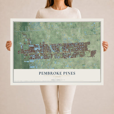 Pembroke Pines, Florida map print, 24" x 36" Archival Matte Print mockup