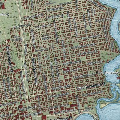 Close-up 1 of the Pensacola, Florida map artwork
