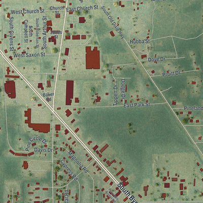 Close-up 2 of the Perry, Florida map artwork
