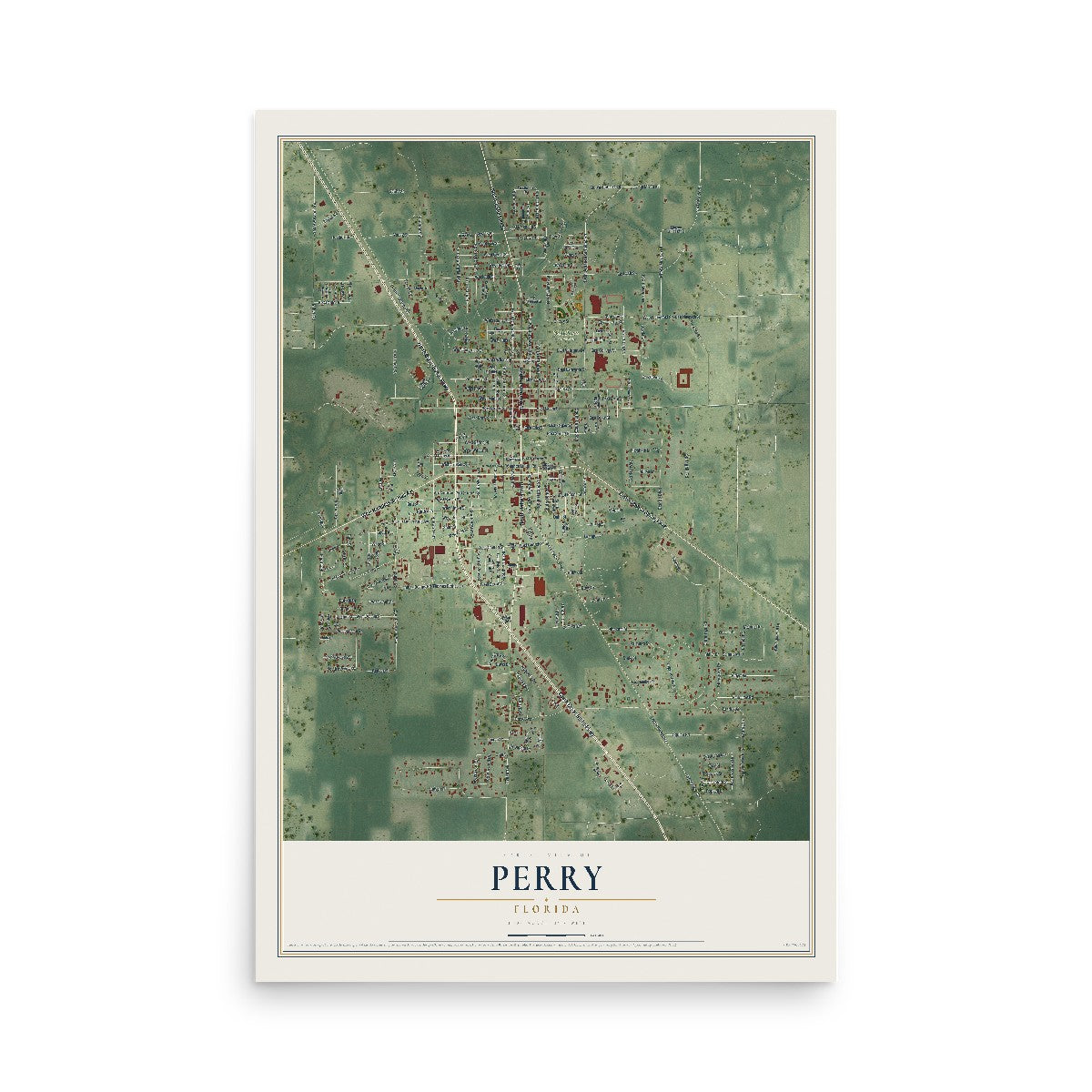 Perry, Florida map print, 12" x 18" Archival Matte Print mockup