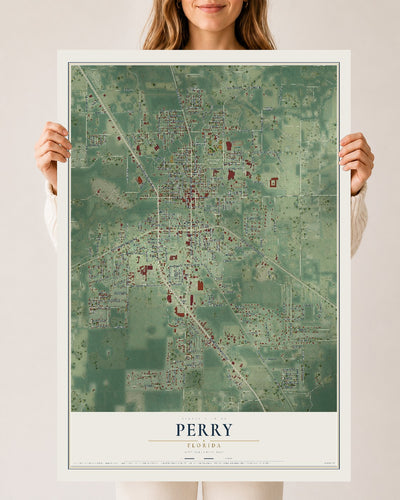 Perry, Florida map print, 24" x 36" Archival Matte Print mockup