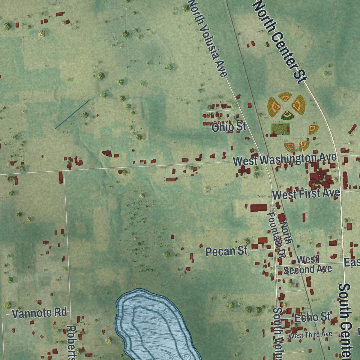 Close-up 1 of the Pierson, Florida map artwork