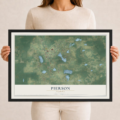 Pierson, Florida map print, 12" x 18" W/ Black Ayous Wood Frame mockup