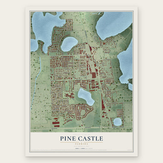 Pine Castle, Florida map print, the full design
