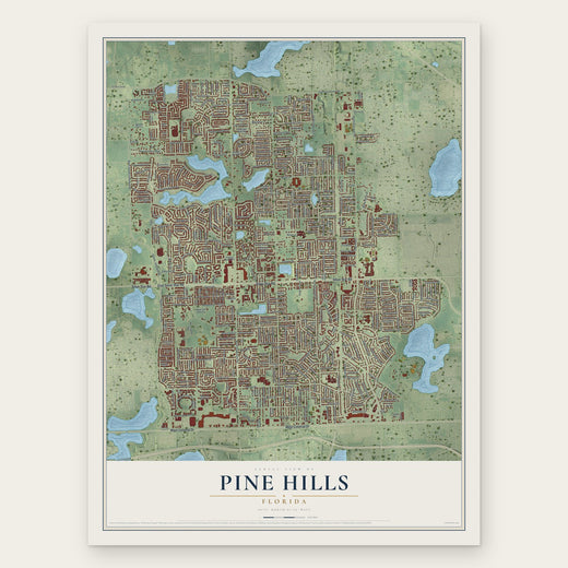 Pine Hills, Florida map print, the full design