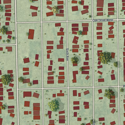 Close-up of the map of Pine Manor, Florida print showing street and building detail