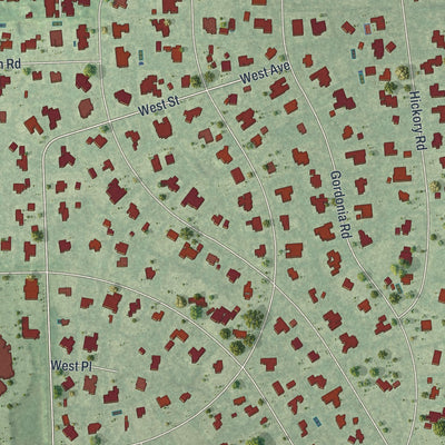 Close-up of the map of Pine Ridge, Collier County, Florida print showing street and building detail