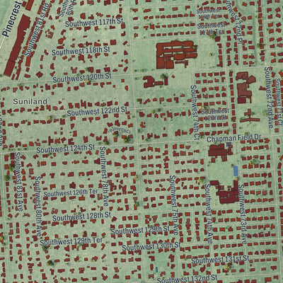 Close-up 2 of the Pinecrest, Florida map artwork