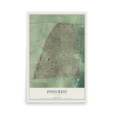 Pinecrest, Florida map print, 12" x 18" Archival Matte Print mockup