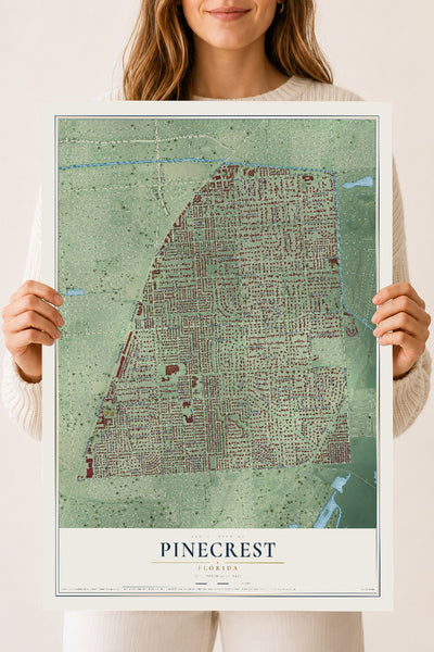 Pinecrest, Florida map print, 18" x 24" Archival Matte Print mockup