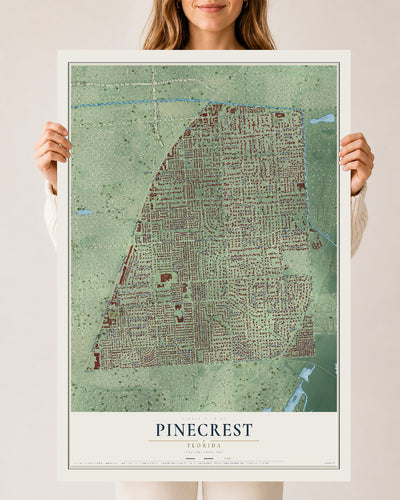 Pinecrest, Florida map print, 24" x 36" Archival Matte Print mockup