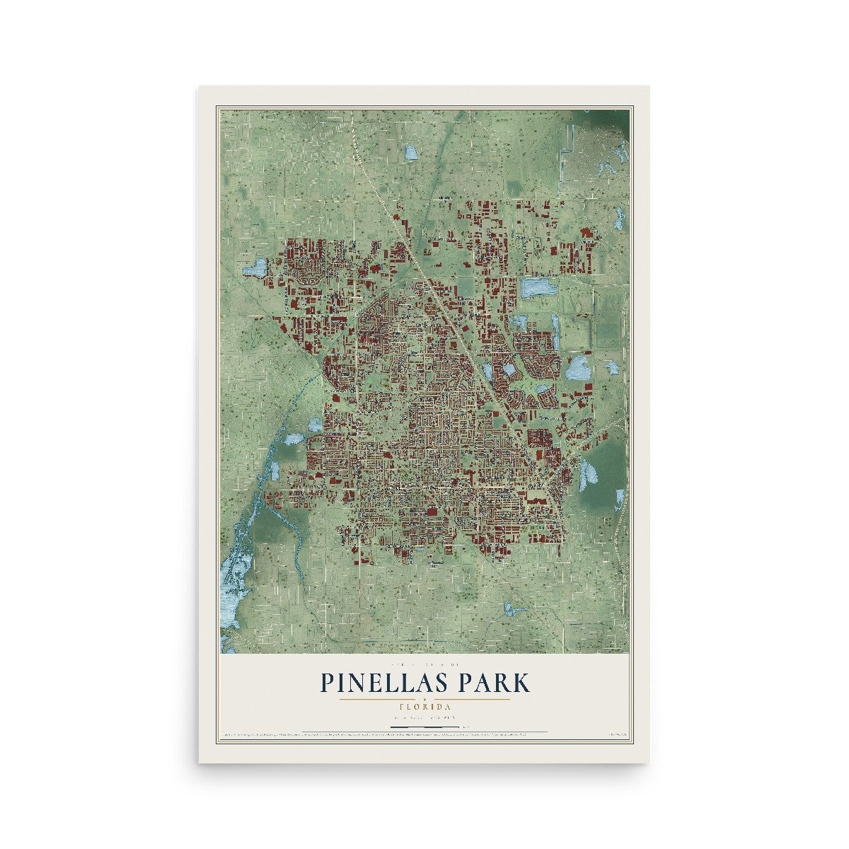 Pinellas Park, Florida map print, 12" x 18" Archival Matte Print mockup