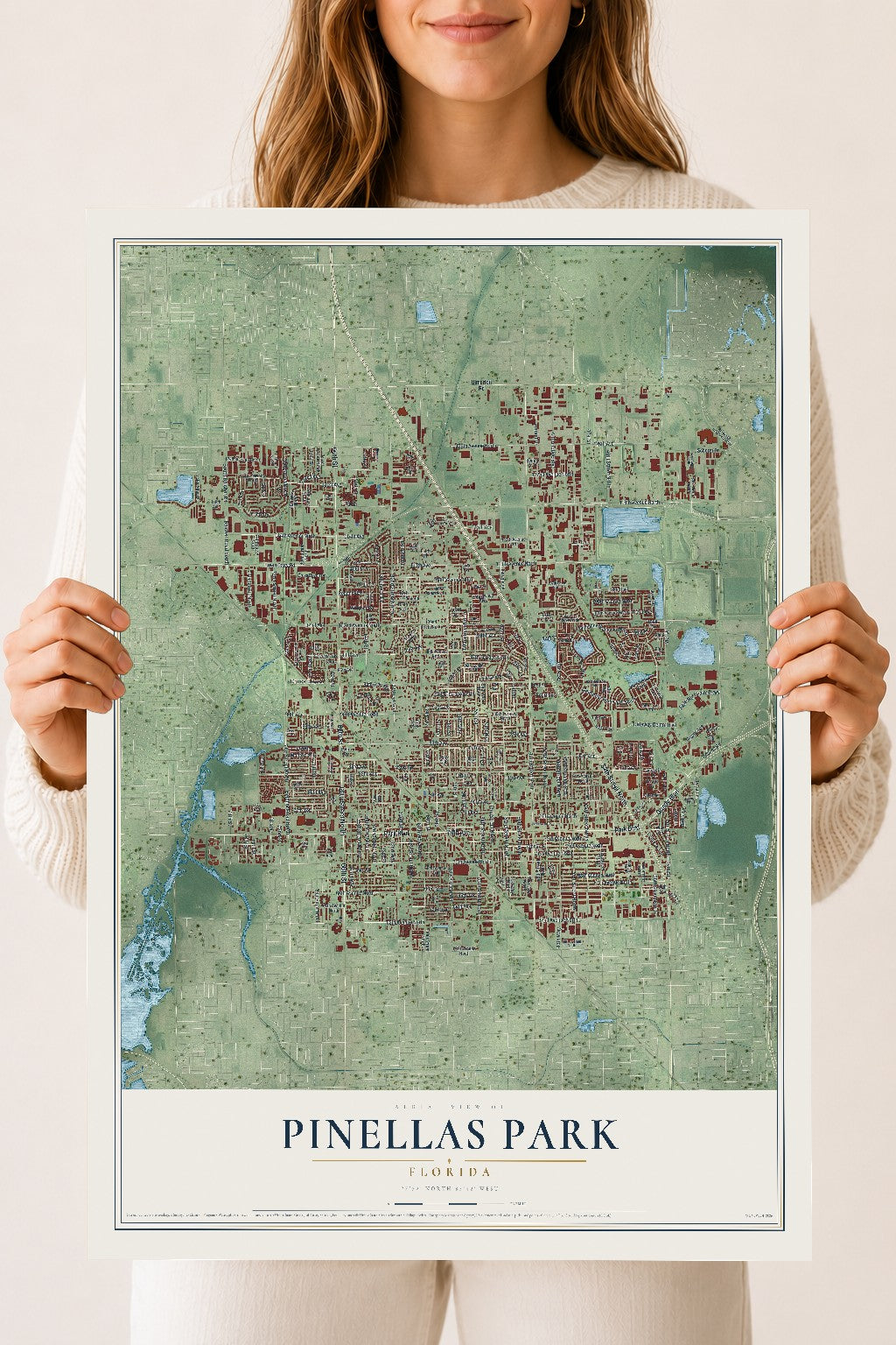 Pinellas Park, Florida map print, 18" x 24" Archival Matte Print mockup
