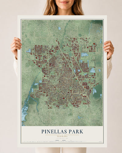 Pinellas Park, Florida map print, 24" x 36" Archival Matte Print mockup