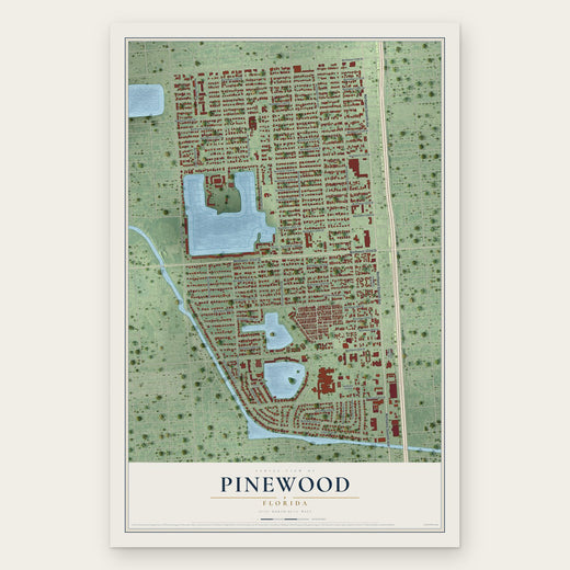 Pinewood, Florida map print, the full design
