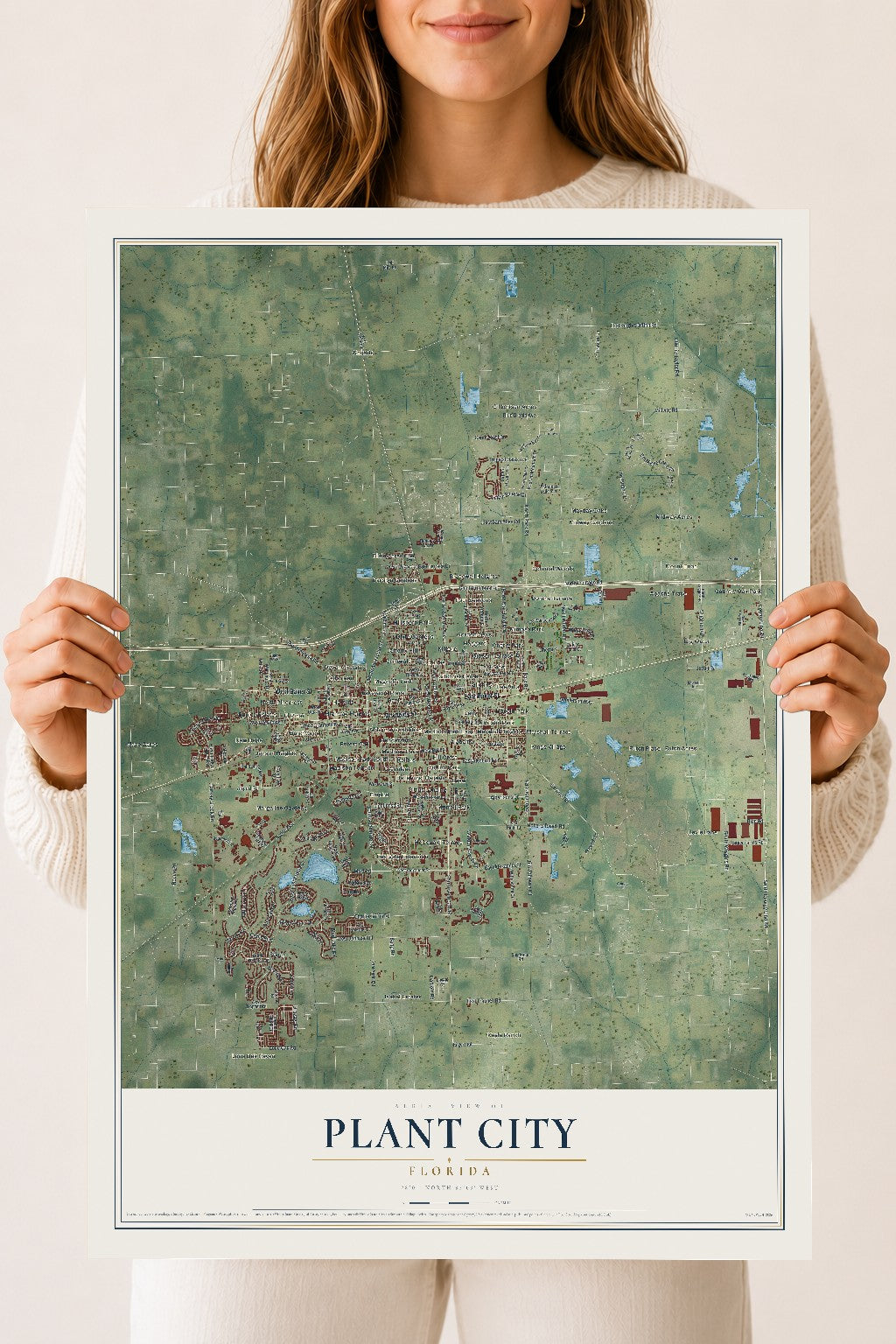 Plant City, Florida map print, 18" x 24" Archival Matte Print mockup