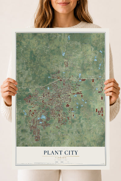 Plant City, Florida map print, 18" x 24" Archival Matte Print mockup