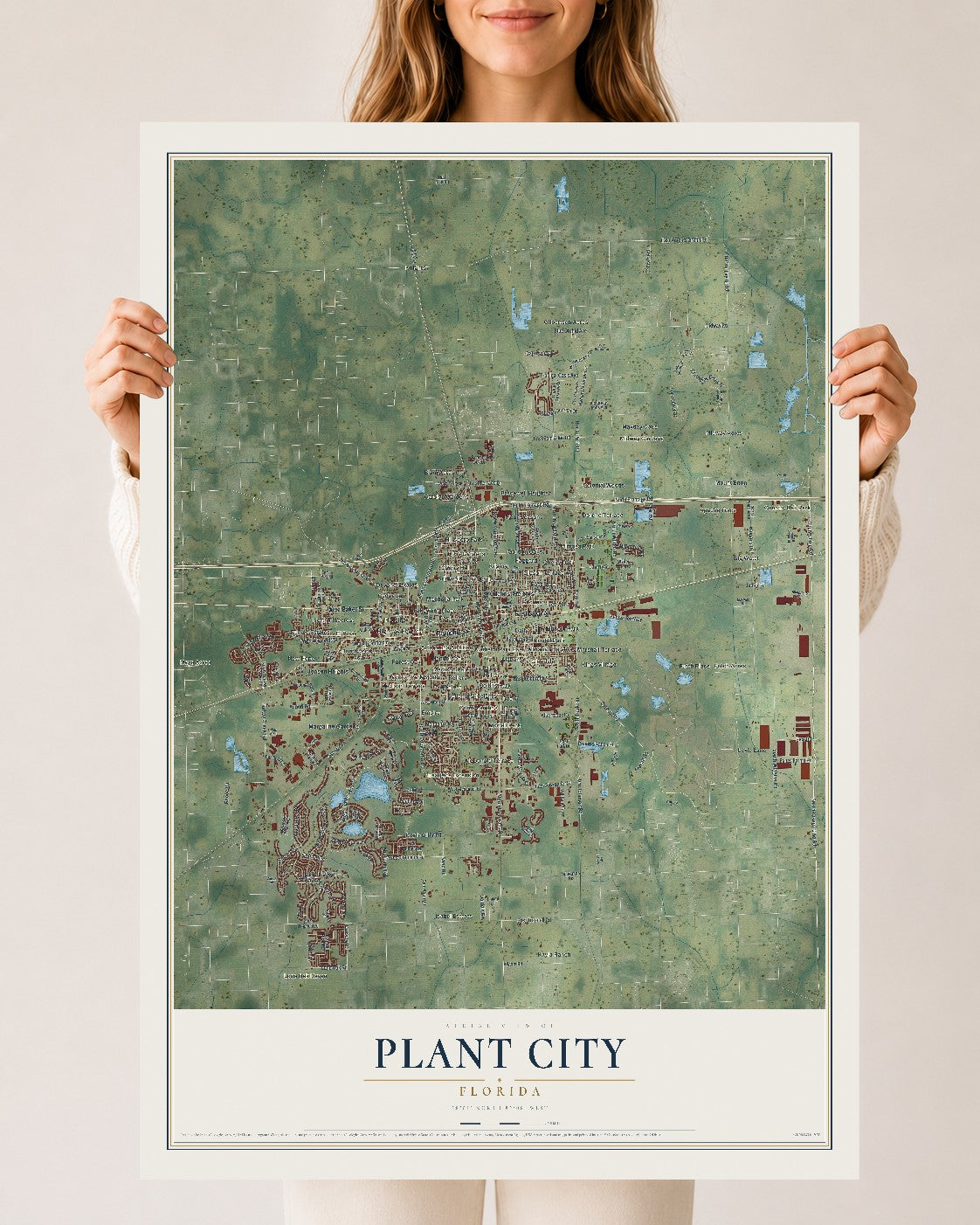 Plant City, Florida map print, 24" x 36" Archival Matte Print mockup