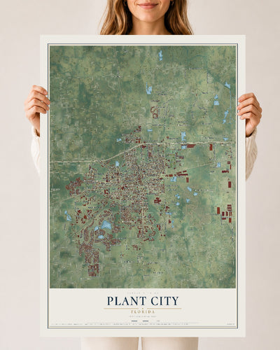 Plant City, Florida map print, 24" x 36" Archival Matte Print mockup