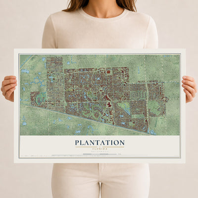 Plantation, Florida map print, 12" x 18" Archival Matte Print mockup