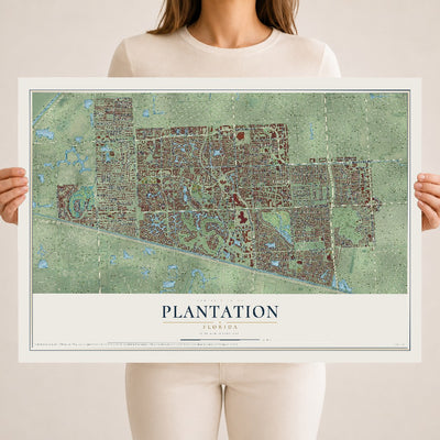 Plantation, Florida map print, 18" x 24" Archival Matte Print mockup