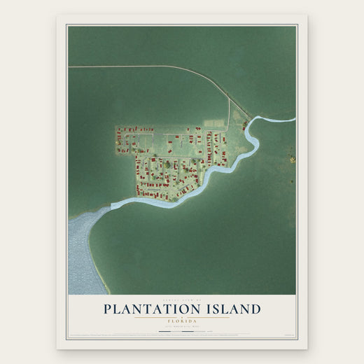 Plantation Island, Florida map print, the full design
