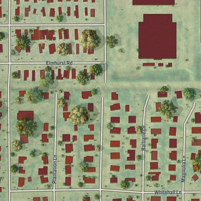 Close-up of the map of Plantation Mobile Home Park, Florida print showing street and building detail