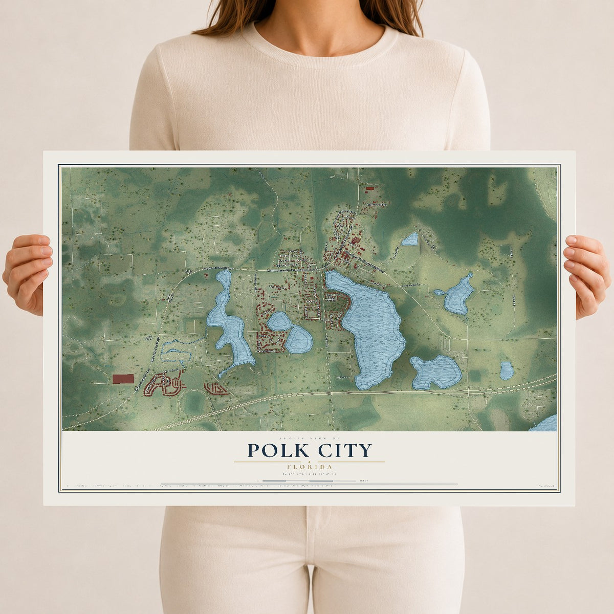 Polk City, Florida map print, 12" x 18" Archival Matte Print mockup