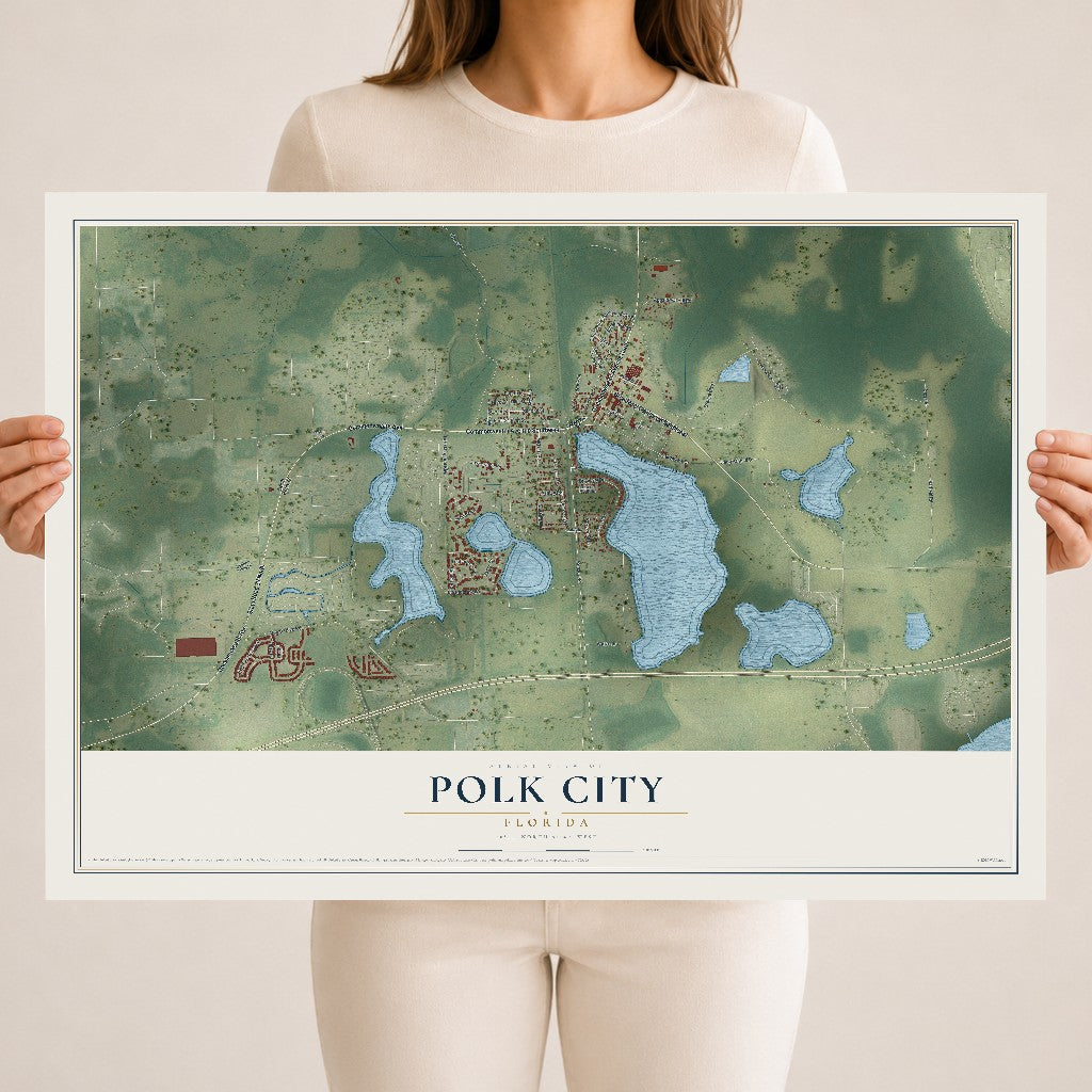 Polk City, Florida map print, 18" x 24" Archival Matte Print mockup