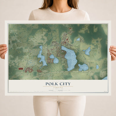 Polk City, Florida map print, 18" x 24" Archival Matte Print mockup