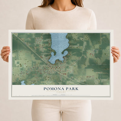 Pomona Park, Florida map print, 12" x 18" Archival Matte Print mockup