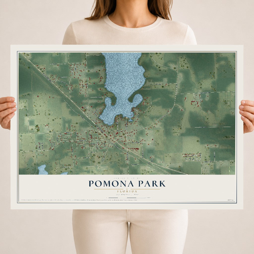 Pomona Park, Florida map print, 18" x 24" Archival Matte Print mockup