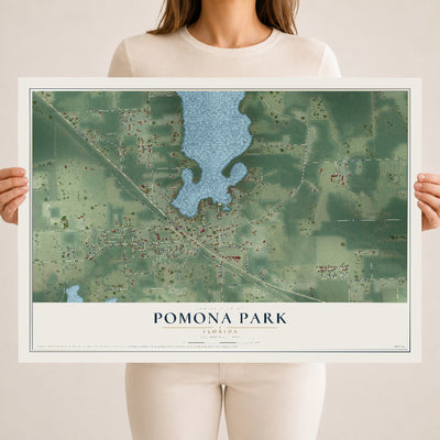 Pomona Park, Florida map print, 18" x 24" Archival Matte Print mockup