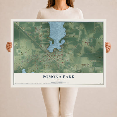Pomona Park, Florida map print, 24" x 36" Archival Matte Print mockup