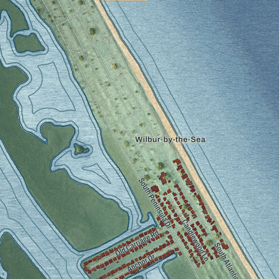 Close-up 2 of the Ponce Inlet, Florida map artwork