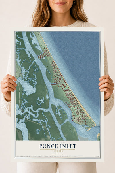 Ponce Inlet, Florida map print, 18" x 24" Archival Matte Print mockup
