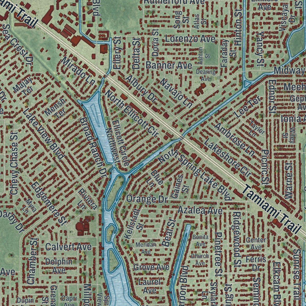 Close-up 2 of the Port Charlotte, Florida map artwork