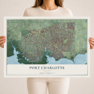 Port Charlotte, Florida map print, 18" x 24" Archival Matte Print mockup