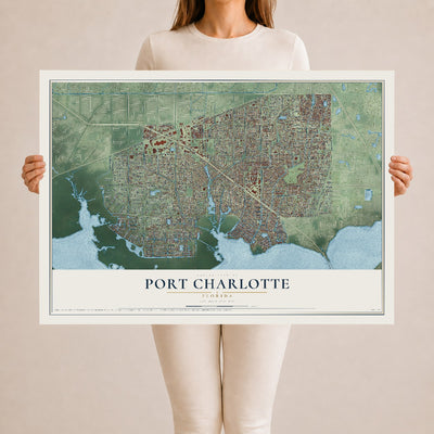Port Charlotte, Florida map print, 24" x 36" Archival Matte Print mockup