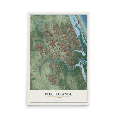 Port Orange, Florida map print, 12" x 18" Archival Matte Print mockup