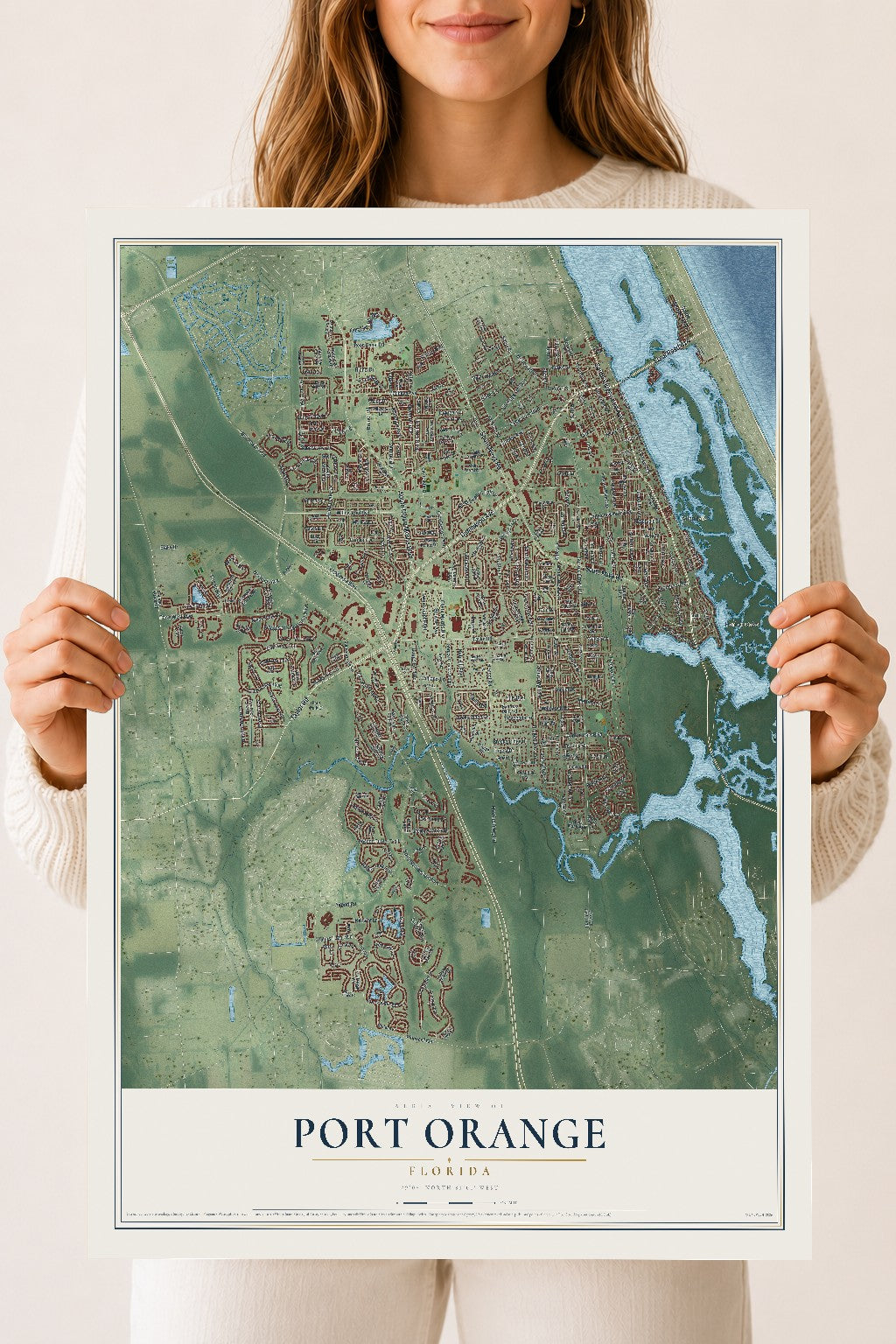 Port Orange, Florida map print, 18" x 24" Archival Matte Print mockup