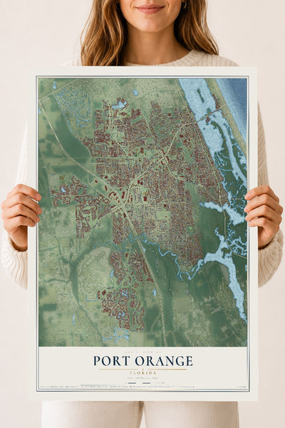 Port Orange, Florida map print, 18" x 24" Archival Matte Print mockup