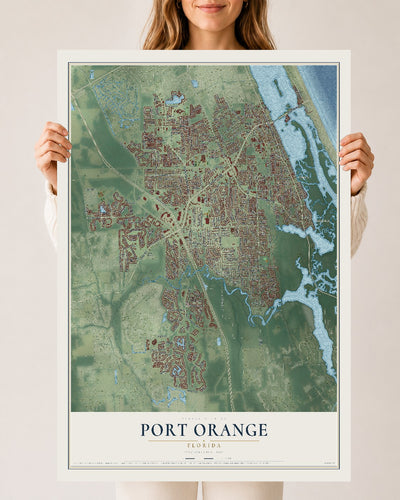Port Orange, Florida map print, 24" x 36" Archival Matte Print mockup
